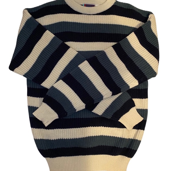 Vintage Other - Vintage Striped Chunky Knit Pullover Sweater Size XL